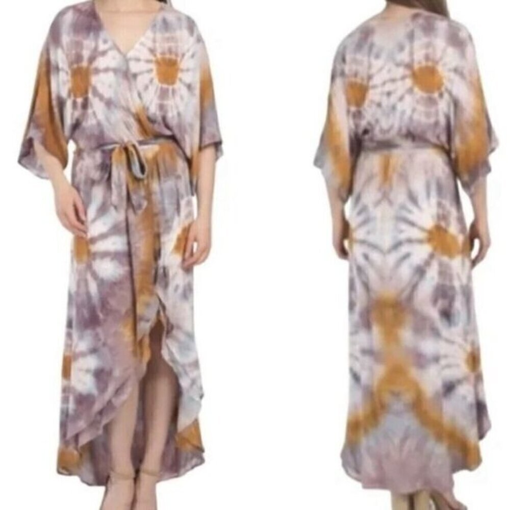 YFB Young Fabulous & Broke Isla Faux Wrap Multicolor Midi Dress Sz Small